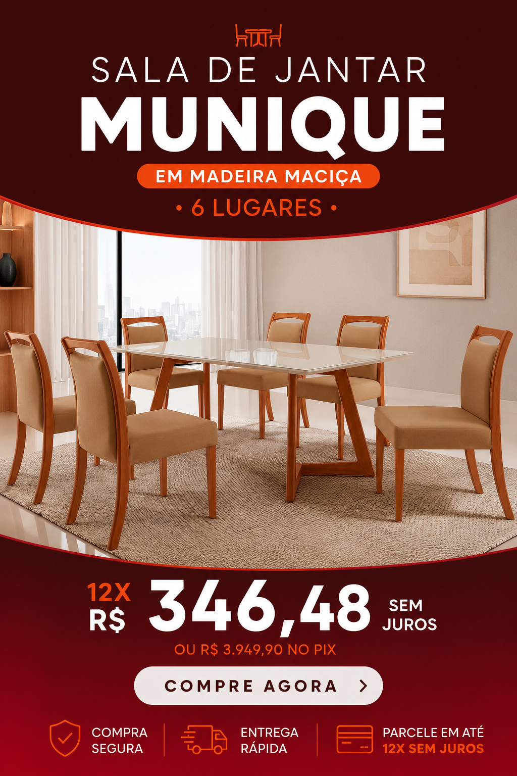 Banner promocional de móveis Moderna Mobília