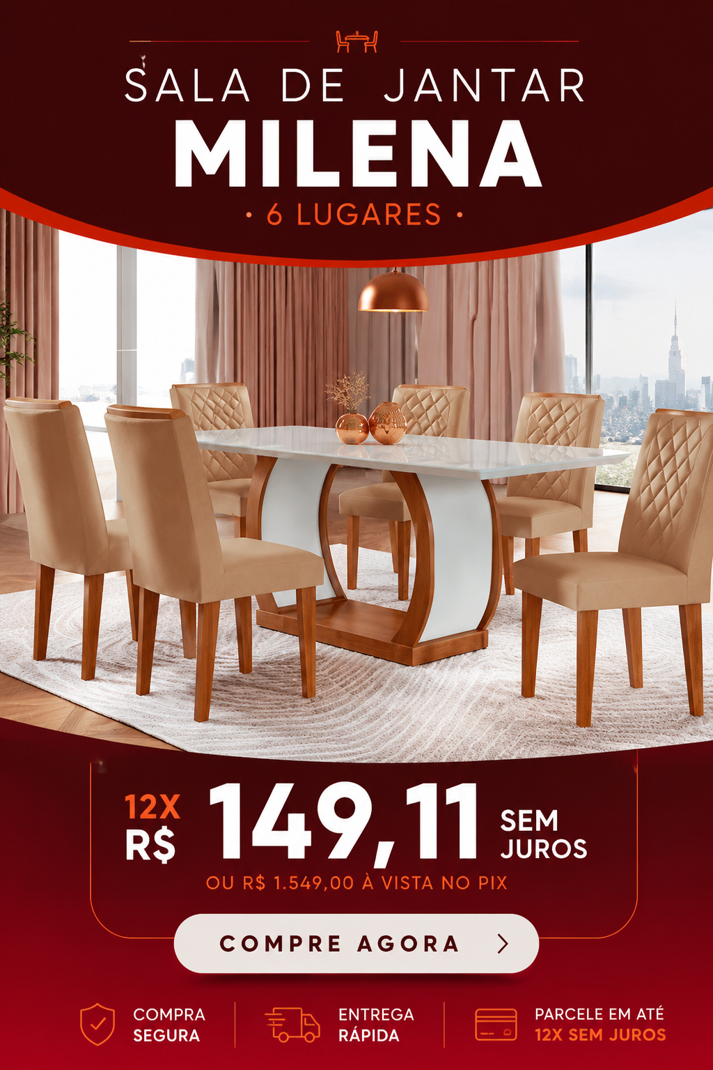Banner promocional de móveis com condições especiais