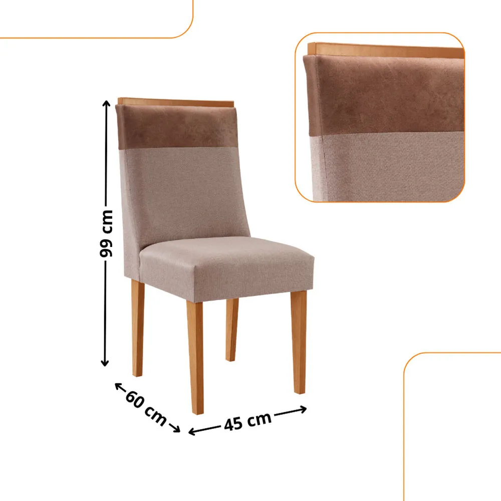 Diane 180cm Tampo MDF Com Vidro com 6 Cadeiras Andes Moderna Mobília - imagem 3