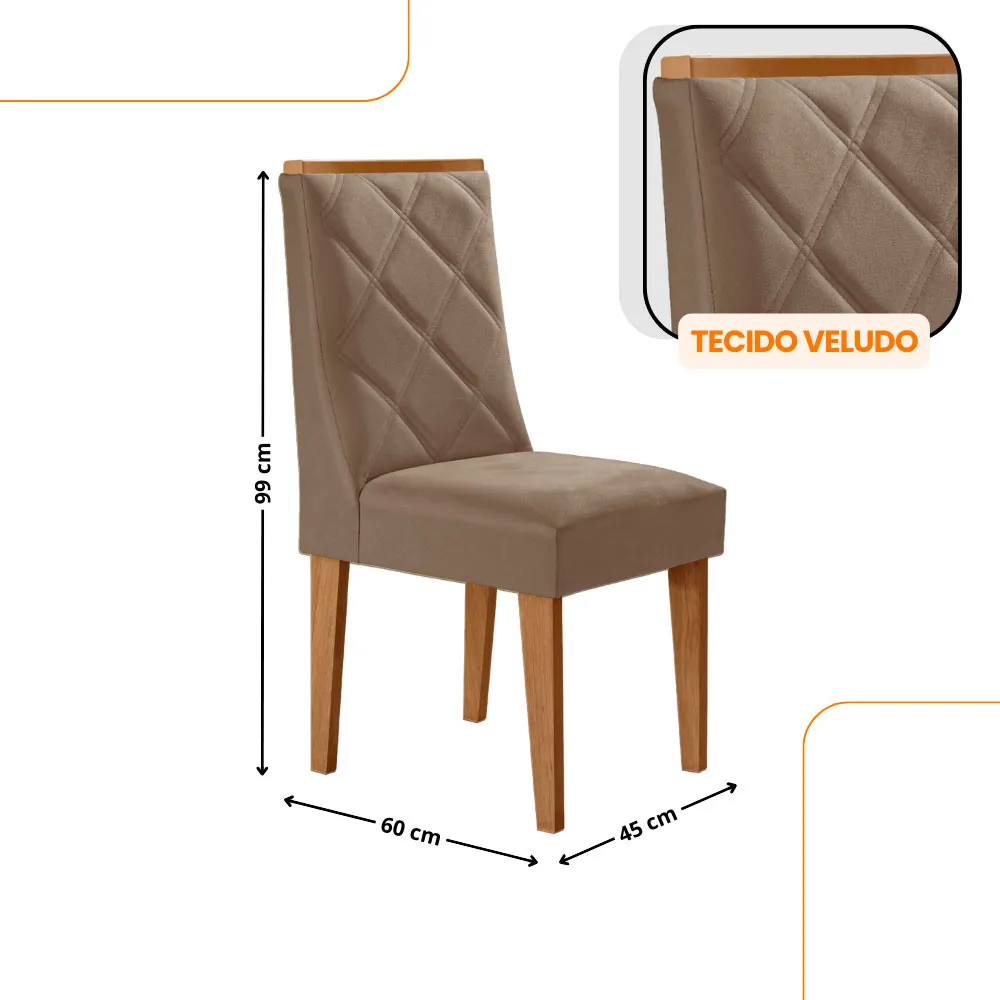 Eloise 180cm Tampo MDF Laminado com 6 Cadeiras Isadora Moderna Mobília - imagem 4