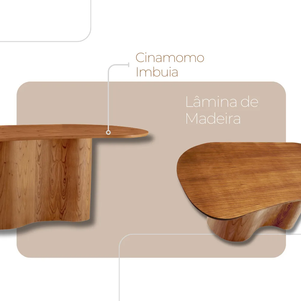 Suiça 220cm Madeira Tampo Laminado Orgânico com 8 cadeiras Suiça - imagem 2