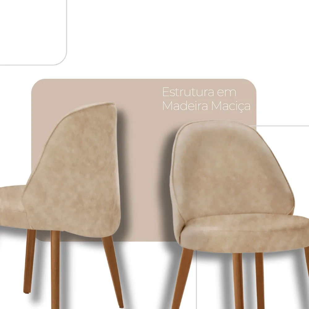 Suiça 220cm Madeira Tampo Laminado Orgânico com 8 cadeiras Suiça - imagem 3