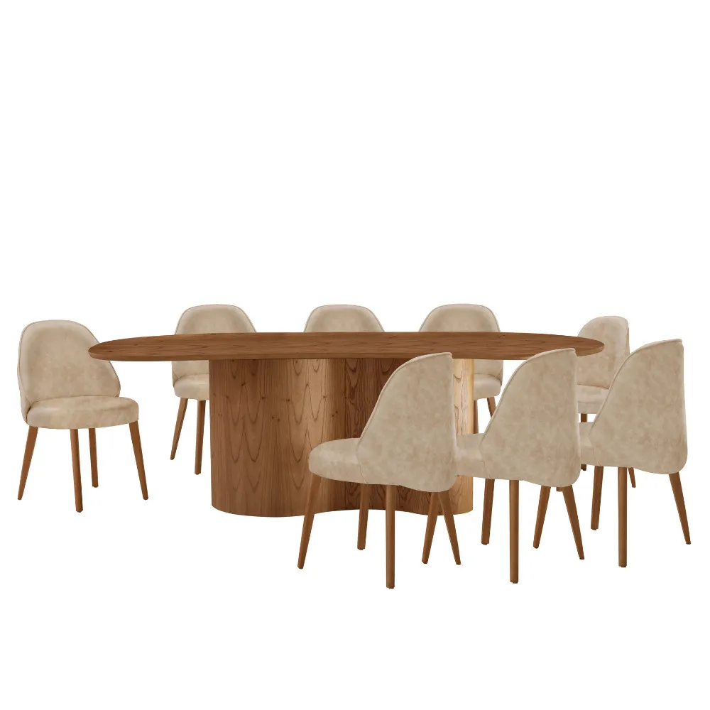 Suiça 220cm Madeira Tampo Laminado Orgânico com 8 cadeiras Suiça - imagem 6