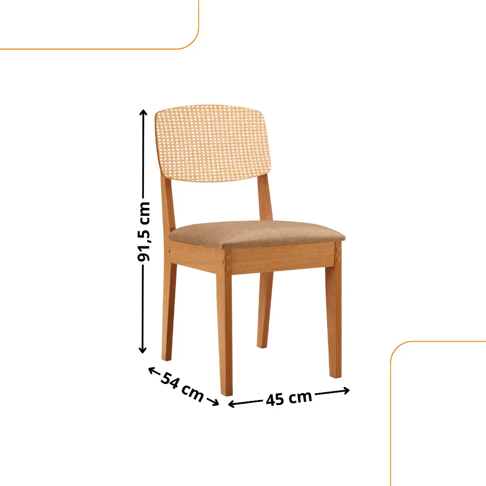 Yasmin 180 Tampo MDF Laminado Canto Copo e 6 Cadeiras Copper Premium - imagem 3