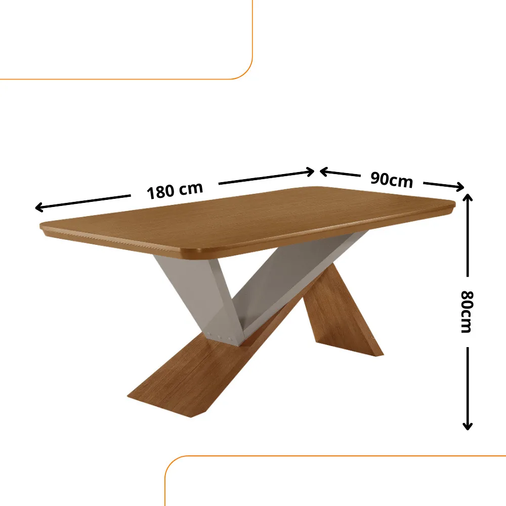 Yasmin 180 Tampo MDF Laminado Canto Copo e 6 Cadeiras Copper Premium - imagem 4