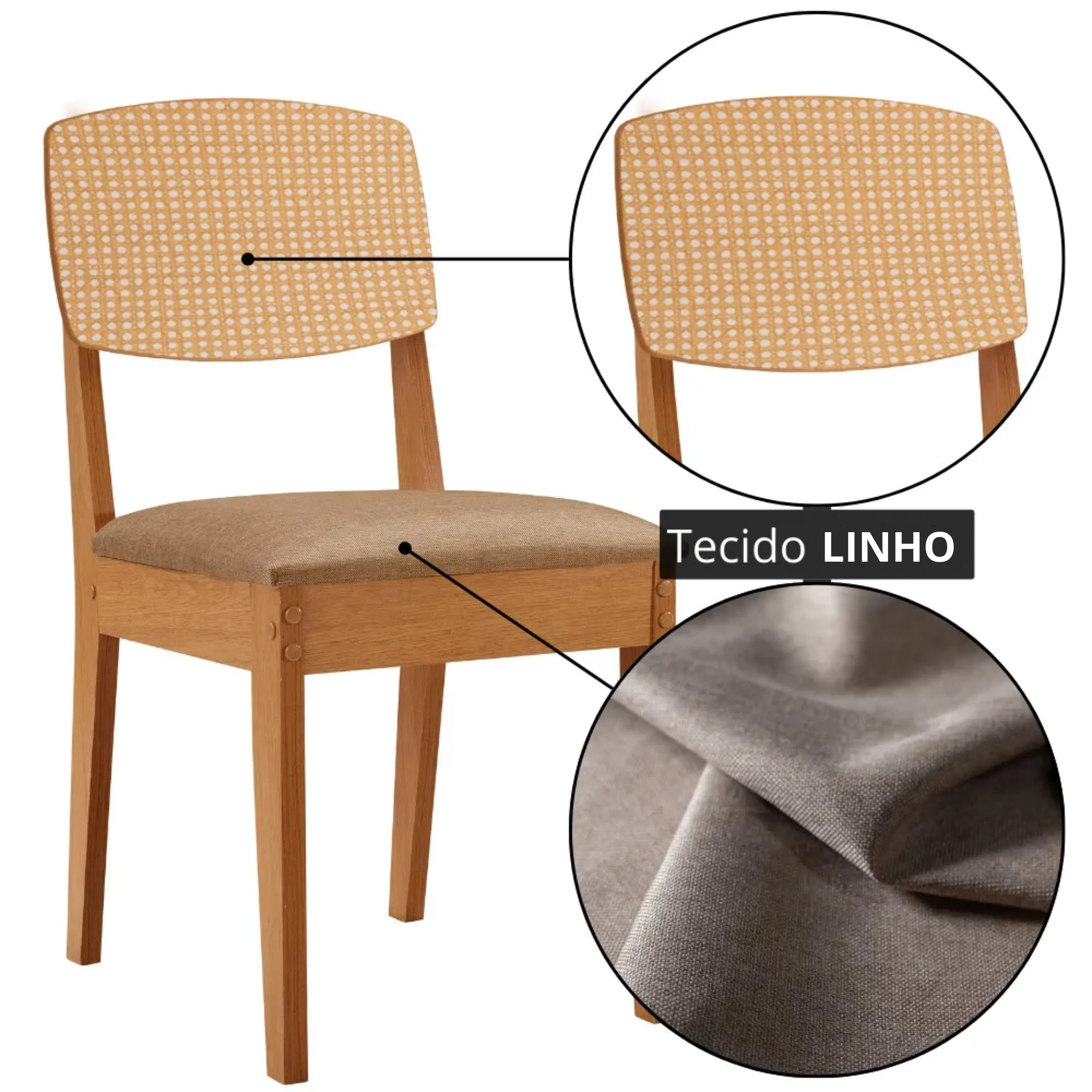 Yasmin 180 Tampo MDF Laminado Canto Copo e 6 Cadeiras Copper Premium - imagem 7