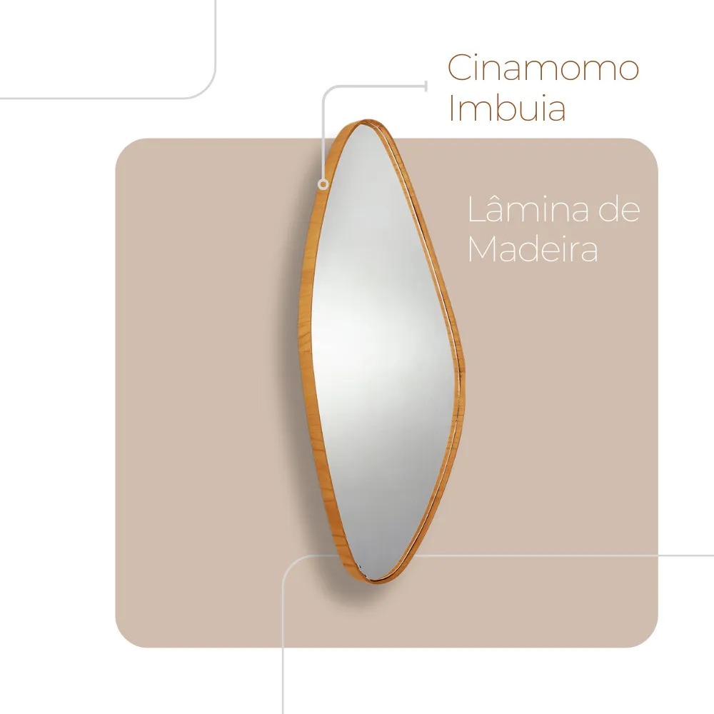 Espelho Decorativo Orgânico Aura 37x91cm Moderna Mobília - imagem 4