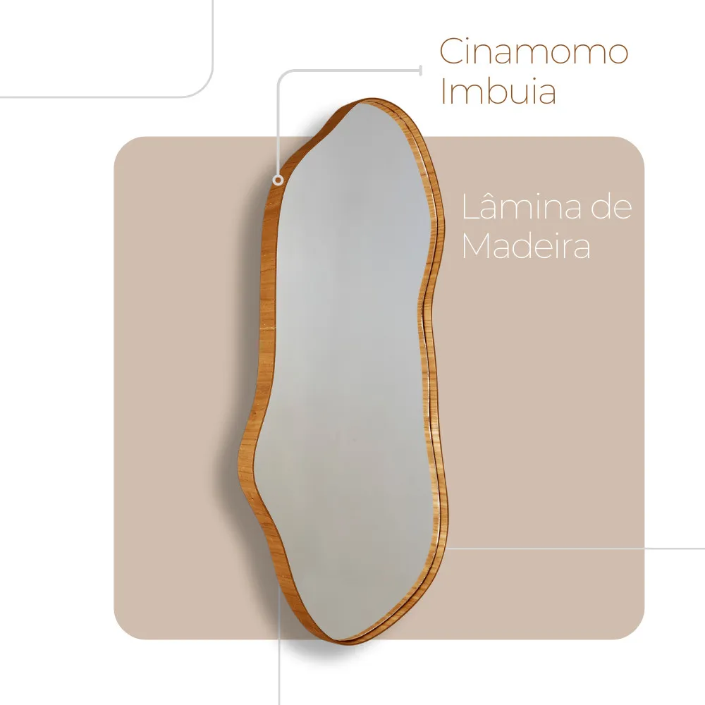 Espelho Decorativo Orgânico Aura 44x119cm Moderna Mobília