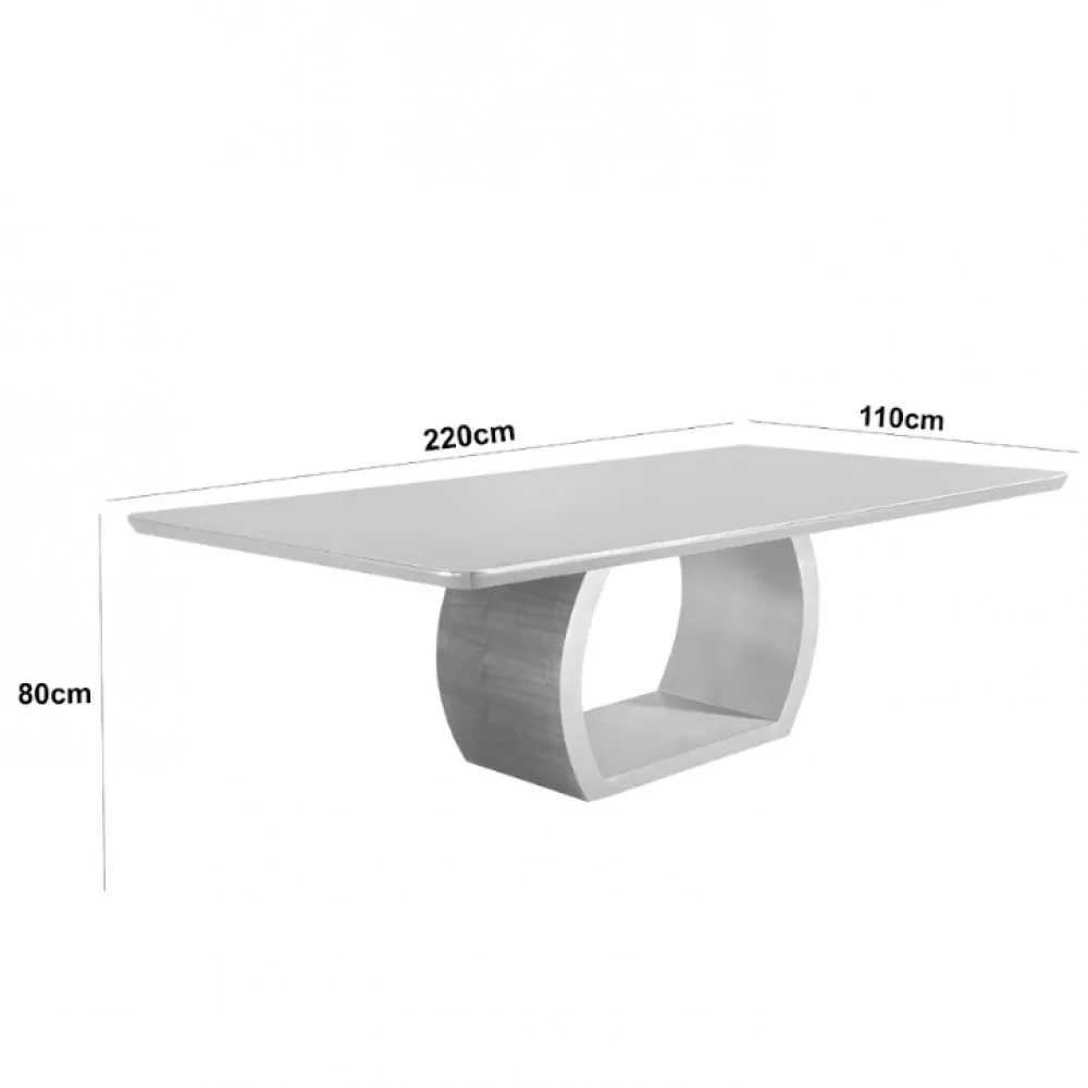 Mesa para Sala de Jantar Ellis 220cm em Madeira com Vidro Moderna Mobília
