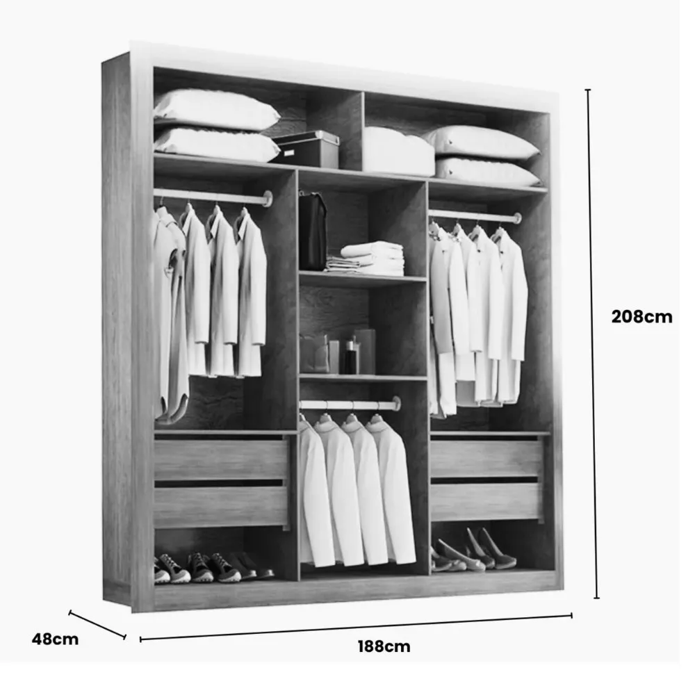 Closet Berlim Convencional 4 Gavetas MDF Rufato - imagem 2