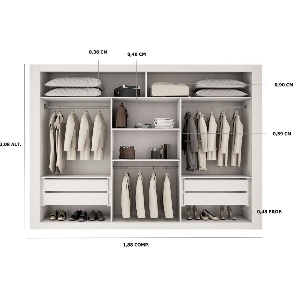 Closet Berlim Convencional 4 Gavetas MDF Rufato - imagem 6