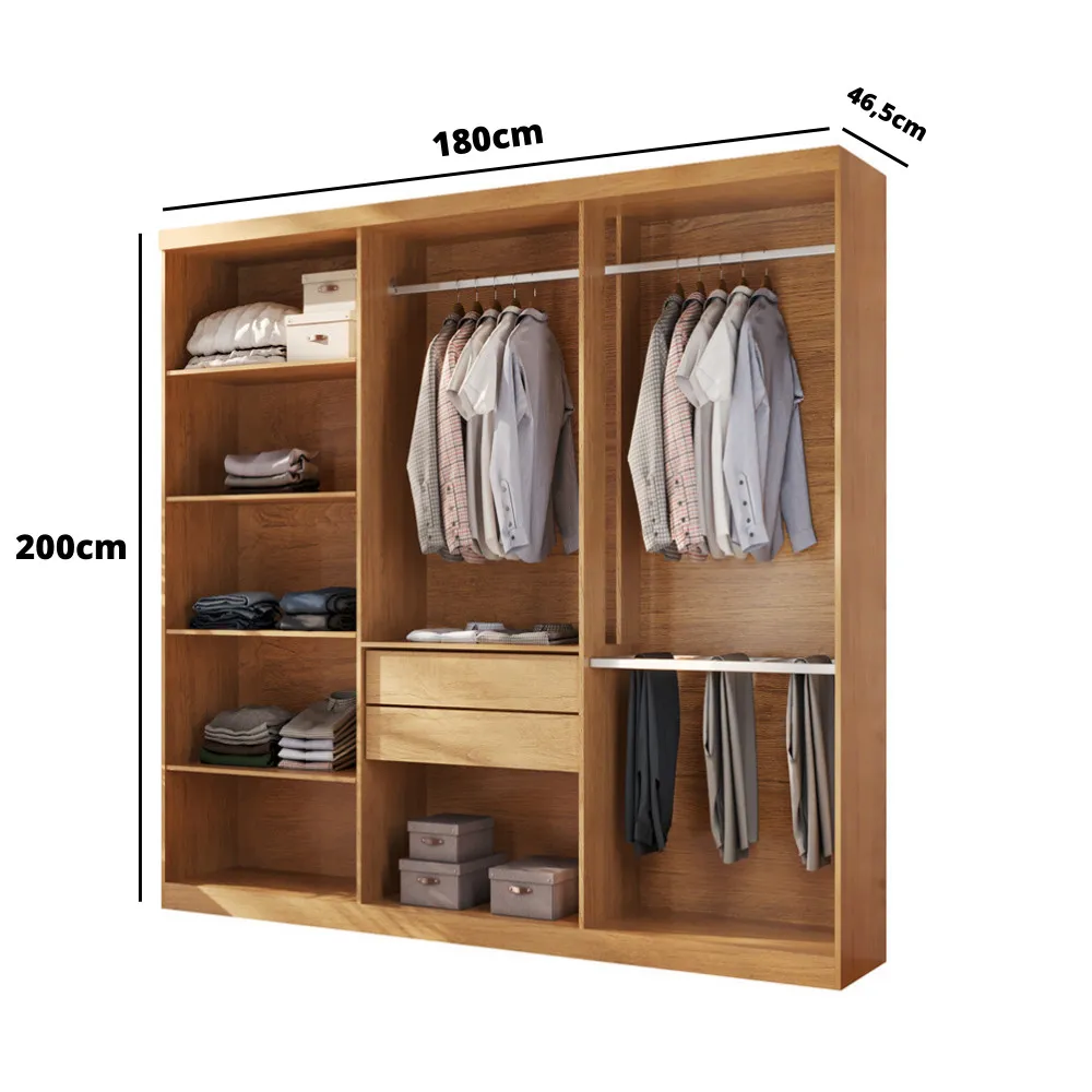 Closet Casal Hera 2 Gavetas 5 Prateleiras MDF Rufato - imagem 4