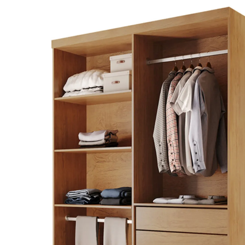 Closet Solteiro Hera 2 Gavetas 4 Prateleiras MDF Rufato