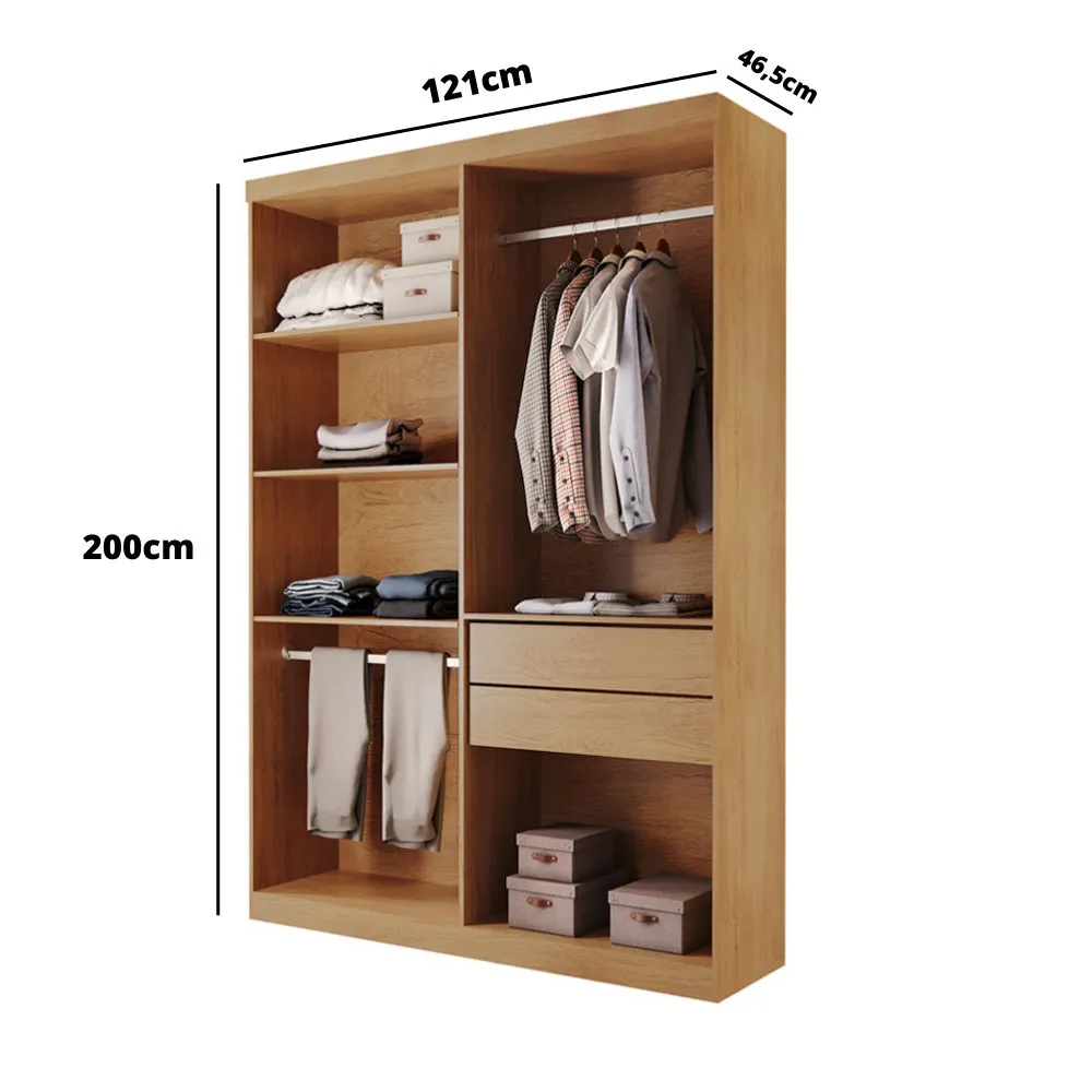 Closet Solteiro Hera 2 Gavetas 4 Prateleiras MDF Rufato - imagem 5
