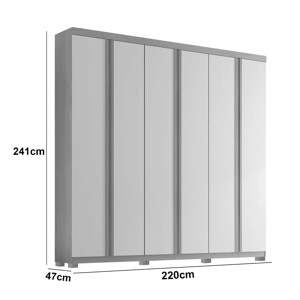 Guarda Roupa Casal Boston 6 Portas Com Pés MDF Moderna - imagem 4