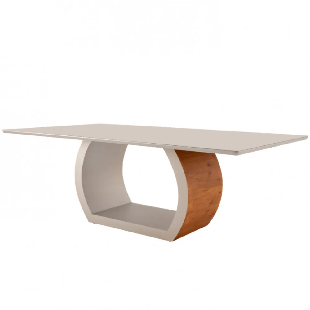 Mesa para Sala de Jantar Ellis 180cm Laminada em Madeira com Vidro Moderna Mobília - imagem 3