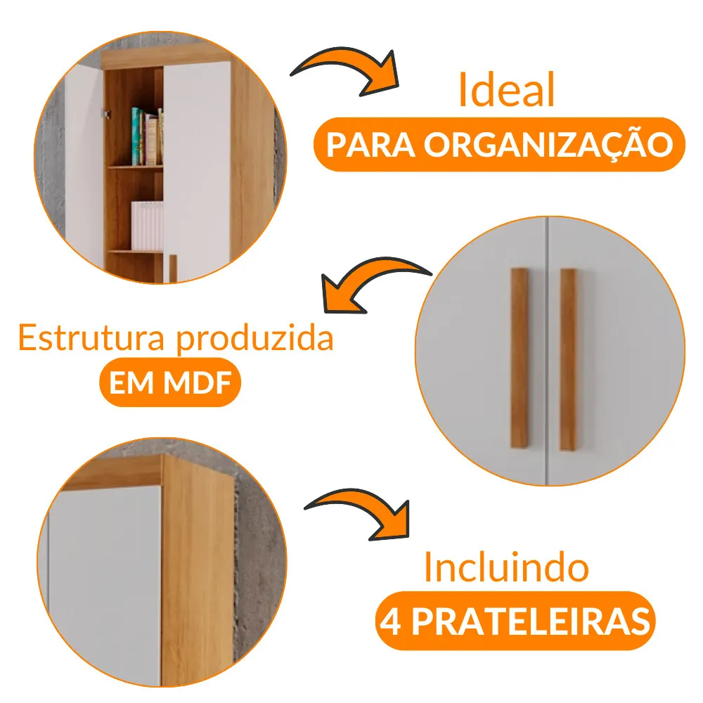 Multiuso Hera com 4 Prateleiras MDF Moderna Mobília - imagem 6