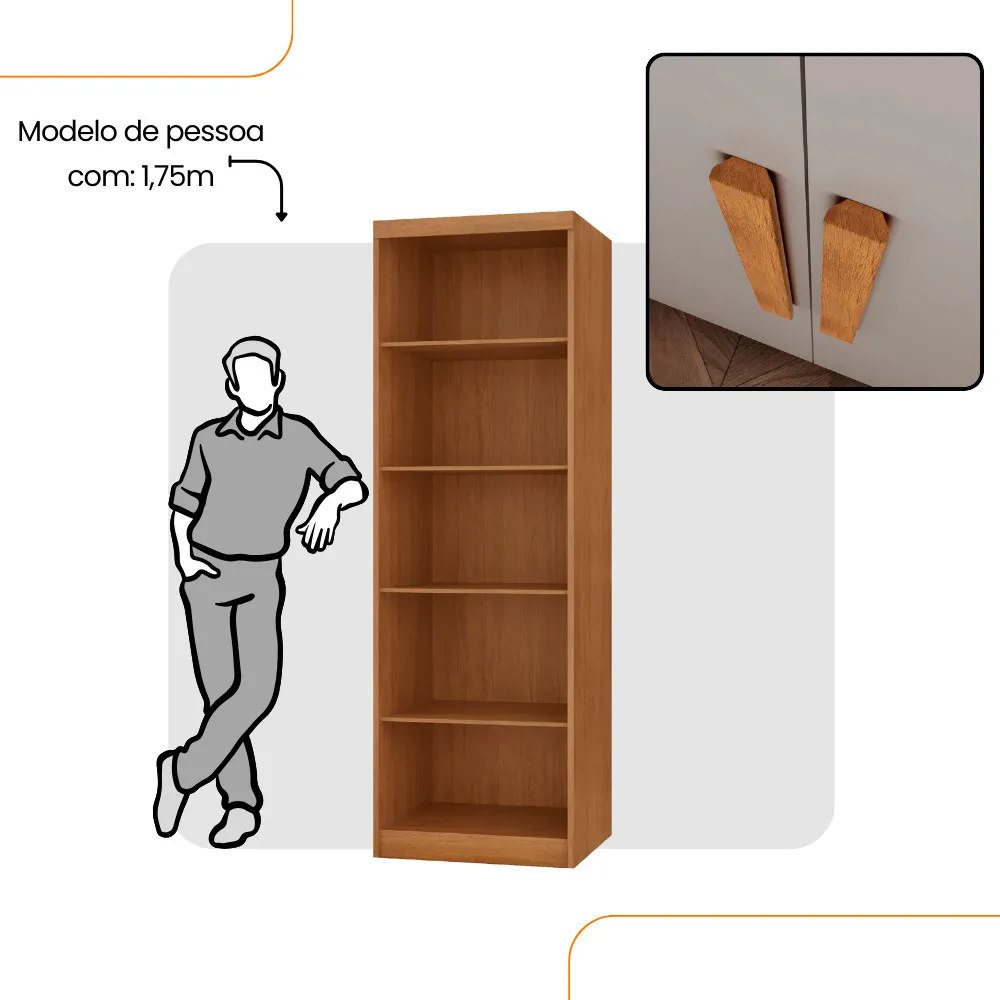 Multiuso Infantil Isa MDF 2 Portas e 4 Prateleiras Moderna Mobília - imagem 3