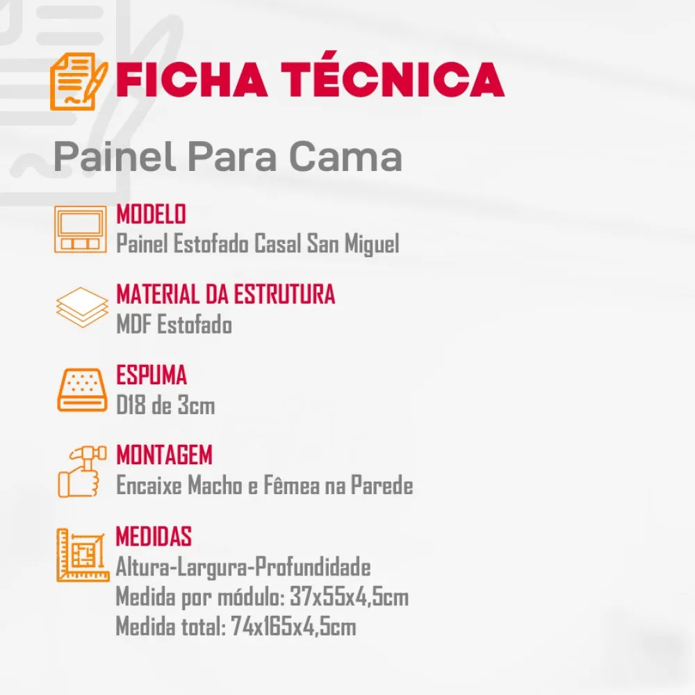 Painel Estofado Casal San Miguel Rufato - imagem 3