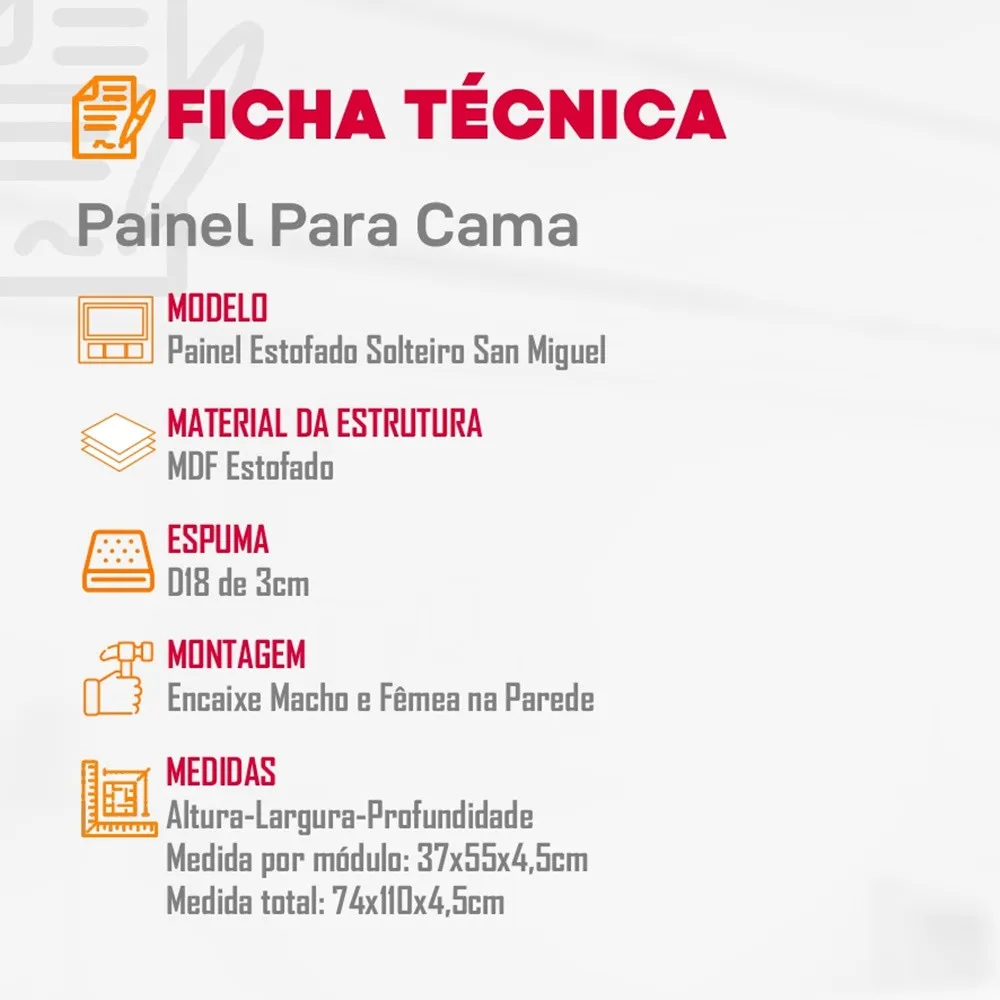 Painel Estofado Solteiro San Miguel Rufato - imagem 2